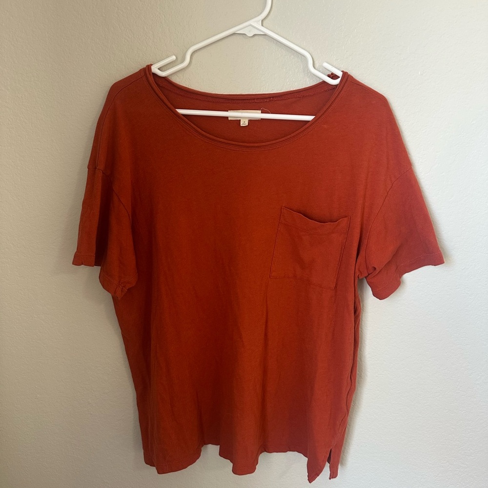 Madewell Crewneck Pocket T in Rust Orange Size M